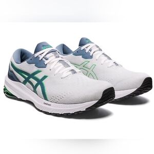 Asics Men's GT-1000 11 Ortholite White Steel Blue Athletic Sneakers 9